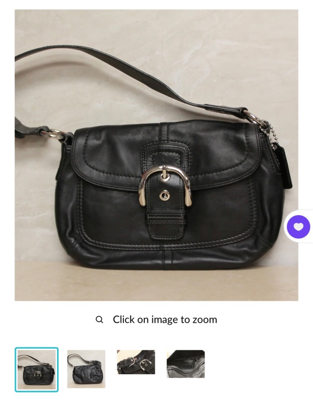 COACH Soho Vintage F13105 Black Leather Shoulder Bag Silver Buckle